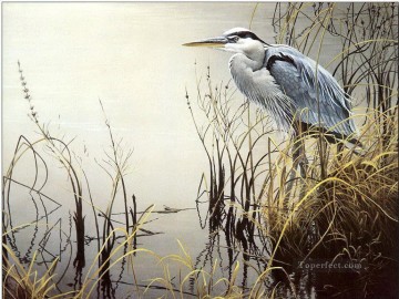 鳥 Painting - 水の近くの草の中の鳥